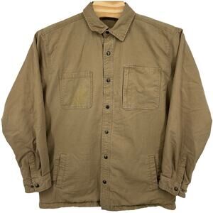 Men's Dark Khaki Carhartt Rugged Flex Relaxed Fit Canvas Fleece Shirt Jacket XLT